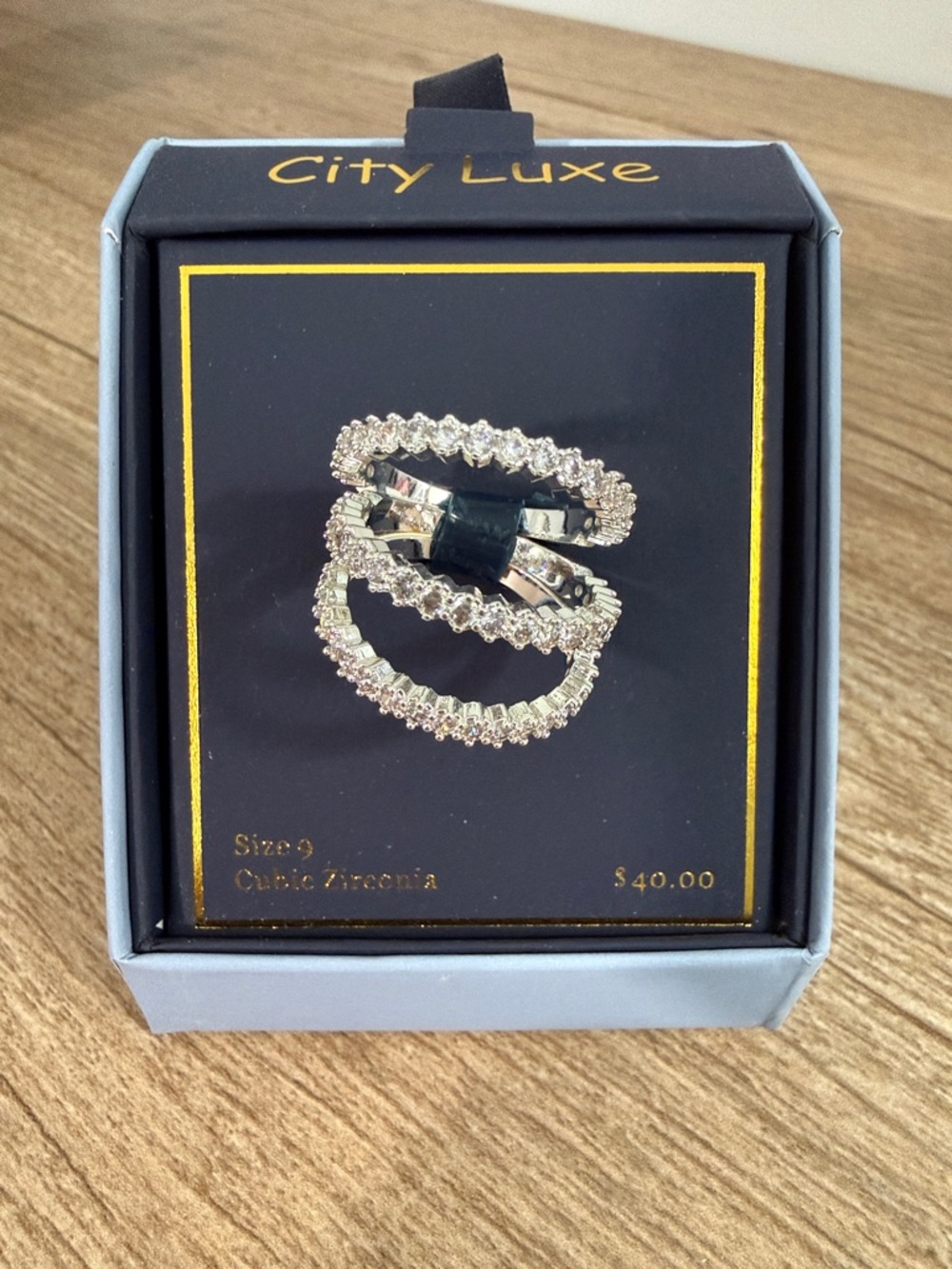 Silver Cubic Zirconia Triple Band Ring - Silver, NWT